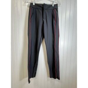 Athleta Stellar‎ Black Red Trim Line Nylon Stretch Zipper Hem Trouser Women Sz 2